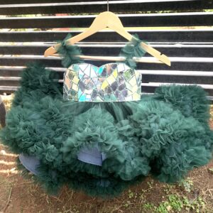 Bottle Green Mirror Short Frock